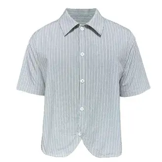 JCAESAR Striped Short Sleeve Button Up Shirt