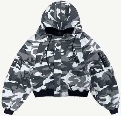 Project GR winter N2B washed black and white camouflage hooded cotton-padded jacket jacket Outwear Korea