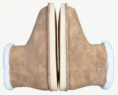 Miu Miu Shearling-Lined Suede Ankle Boots