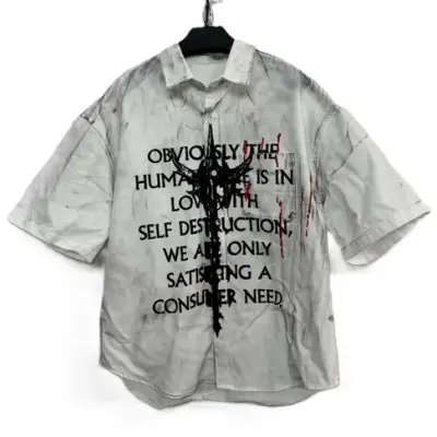 Hell System Distressed Short Sleeve Shirt