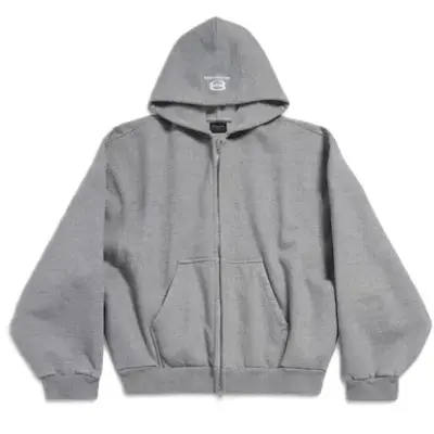 Balenciaga Unity Boxy Zip-Up Hoodie Grey