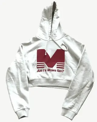 Mowalola “Am I a Mowa Fan?” Cropped Hoodie – White/Red