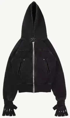 Opium Shineluxury Studios Fingerless Gloves Washable Zipper Hooded Short Jacket Coat