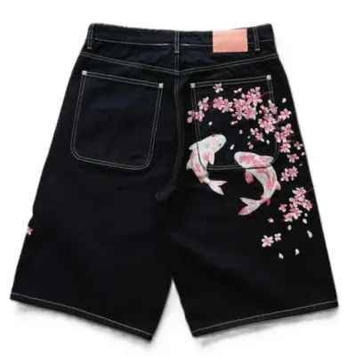 VRK Sakura Koi Baggy Denim Shorts