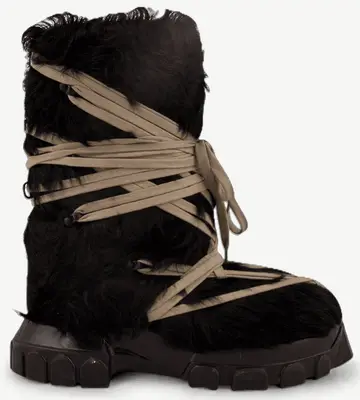 Rick Owens Fur Lunar Megalace Boots
