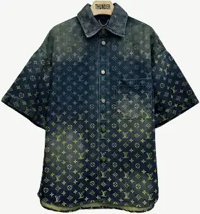 Louis Vuitton Rainbow Monogram Short-Sleeved Denim Shirt