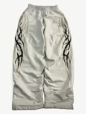 Balenciaga Tacky Wide-Leg Crystal-Embellished Printed Sweatpants