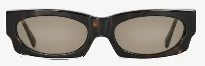 Jil Sander Rectangular-Frame Acetate Sunglasses in Dark Havana