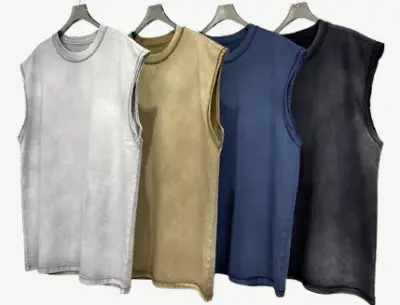 Unbranded Blank Washed Sleeveless Tees
