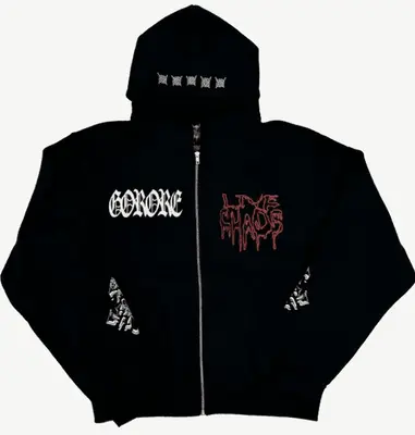 Ken Carson “A Great Chaos” Tour Zip Hoodie – Opium Style (Black)