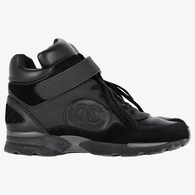 Chanel CC Ankle Strap High-Top Sneakers