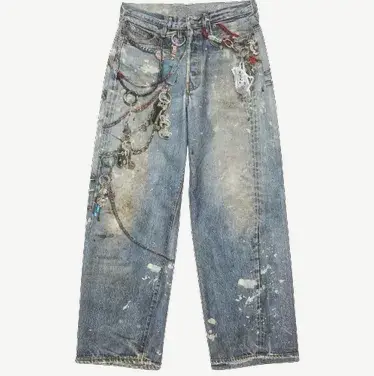 Acne Studios Keychain Print Wide Leg Jeans