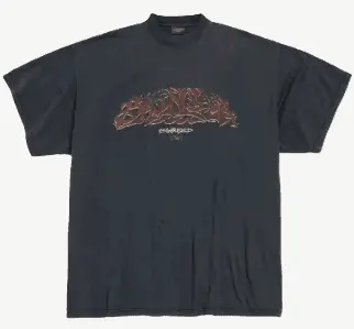 Balenciaga Offshore Vintage T-Shirt in Faded Black/Red