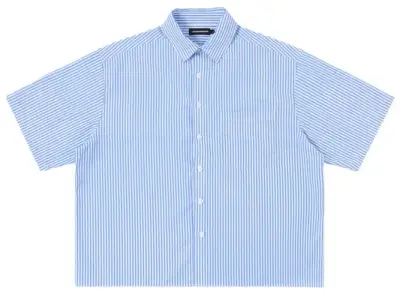 Union Kingdom Boxy Fit Button Up Shirt Light Blue