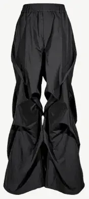 Vanguardia Avant-Garde Dark Design Black Nylon Pleated Loose Flared Wide-Leg Pants