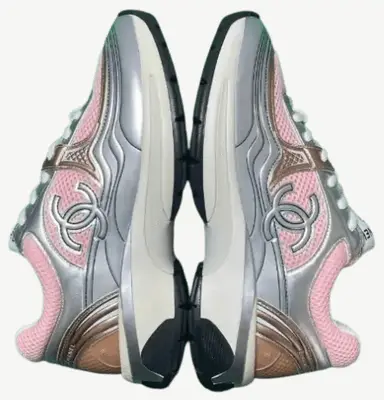 Chanel Fabric Laminated Calfskin Stretch CC Sneakers