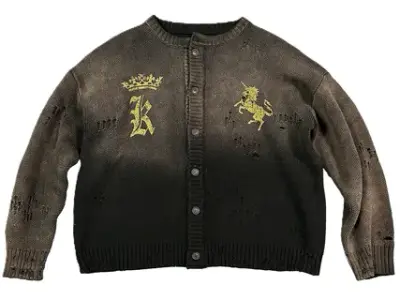 KLICK CLAK Distressed Washed Knit Cardigan