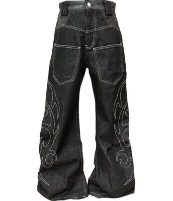 DETW Raw Denim Tribal Pattern Baggy Jeans