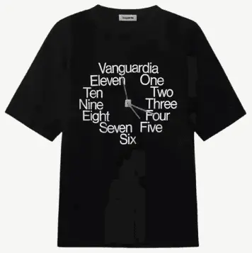 Vnguardia 520 Clock Couple Loose Black Printed Short Sleeve T-Shirt