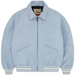 Corteiz Leather Jacket Light Blue