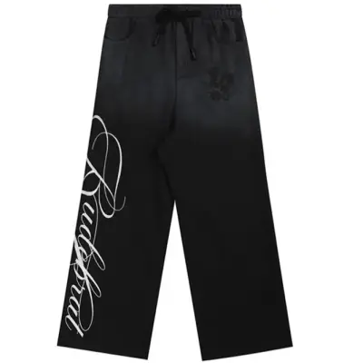 noEmosen Baggy Embroidered Sweatpants Black