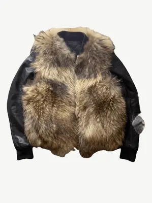 Balmain Raccoon Fur Bomber Leather Jacket