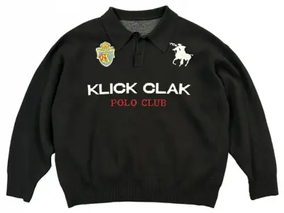 KLICK CLAK Black Polo Knit Sweater