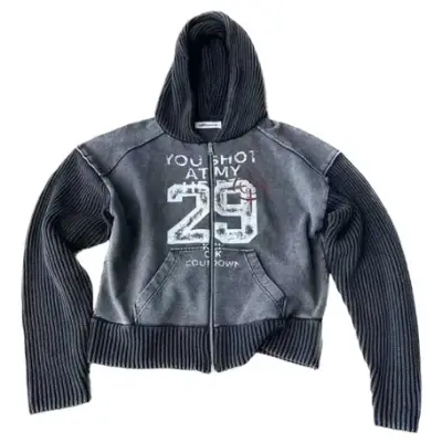 KLICK CLAK Washed Bullseye Zip-Up Hoodie