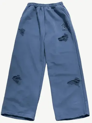 Grailz Project Gr Distressed Washed Badge Print Sports Sweatpants Cotton Pants