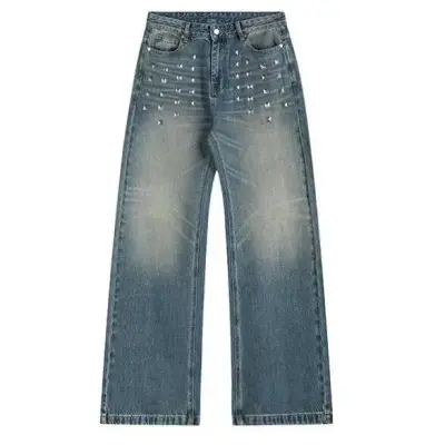 noEmosen Baggy Studded Jeans Blue