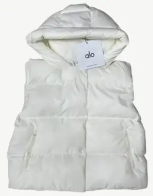 Alo Yoga White Hooded Puffer Vest