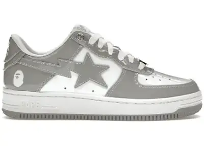 A Bathing Ape Bape Sta Patent Leather White Grey