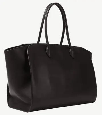 The Row Margaux 15 Soft Calfskin Leather Tote in Black