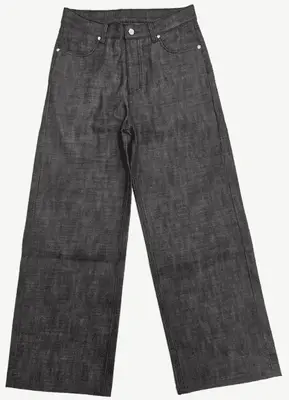 No Faith Studios Curved Knife Cut Raw Denim Wide-Leg Baggy Jeans