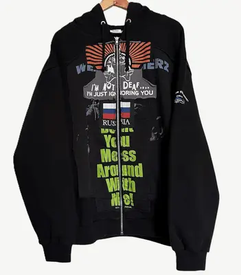 Vetements Russia Patchwork Zip-Up Hoodie