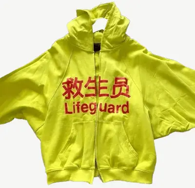 Prying FW24 fluorescent yellow lifeguard Print subculture tide zipper hoodie Sweatshirt for men and women