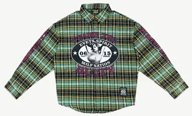 Milfnation Plaid Shirt Plaid Pattern Contrasting Print Long-Sleeved Shirt
