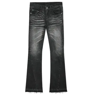 noEmosen Washed Flared Whisker Jeans Black