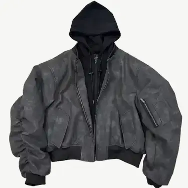 PopProject Hoodie Bomber Jacket Grey